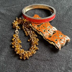 Vintage Gold and orange Jewelry Set